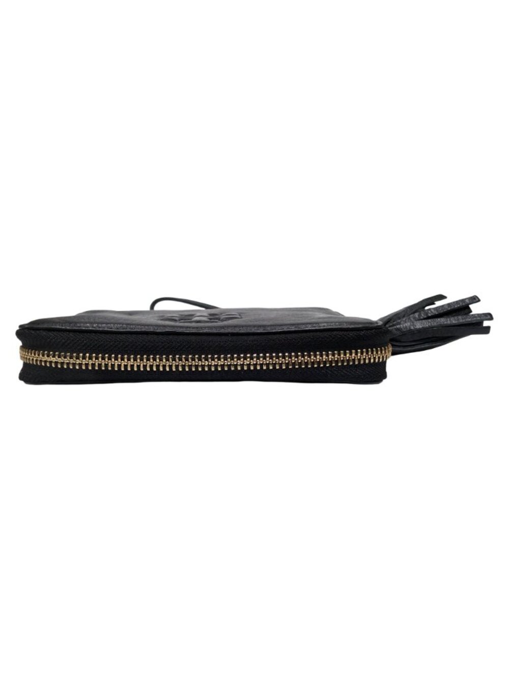 Tory Burch Thea Wristlet Wallet Womens Black Leather Tassel Zip Around - Picture 7 of 13